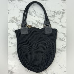 The SAK Knit Hobo Handbag Black Rope Wrap Handle